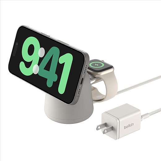 Top 6 Essential Products for Production Stations Belkin 2-in-1 MagSafe Wireless Charging Dock 15W Fast Charge iPhone Charger Compatible with iPhone 15, 14, 13, and 12 Series, AirPods, and Other MagSafe Enabled Devices, includes Power Supply - Sand