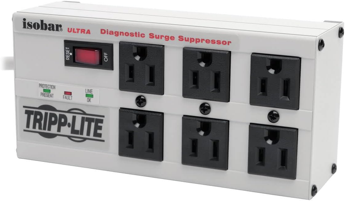 6 Best Power Conditioners for Optimal Performance Tripp Lite ISOBAR6Ultra Isobar 6 Outlet Surge Protector Power Strip, 6ft Cord, Right-Angle Plug, Metal, Lifetime Limited Warranty & $50,000 Insurance White