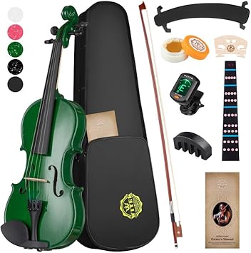 5 Best Violins for Every Musician WITEK 4/4 Violin Set Full Size Fiddle Green Violin for Adults with Premium Solidwood Violin w/Hard Case, Violin Bow, Violin Bridge, Violin Rosin, Shoulder Rest, Tuner, Mute, Fingerboard and Manual